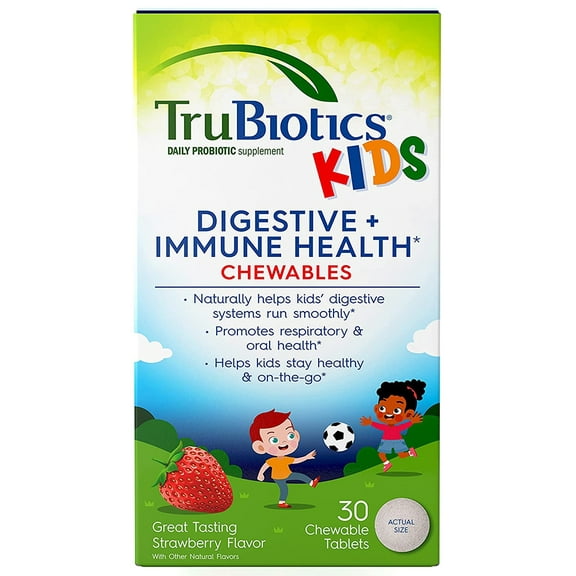 TruBiotics Kids, Digestive + Immune Health, Strawberry, 30 Chewable Tablets