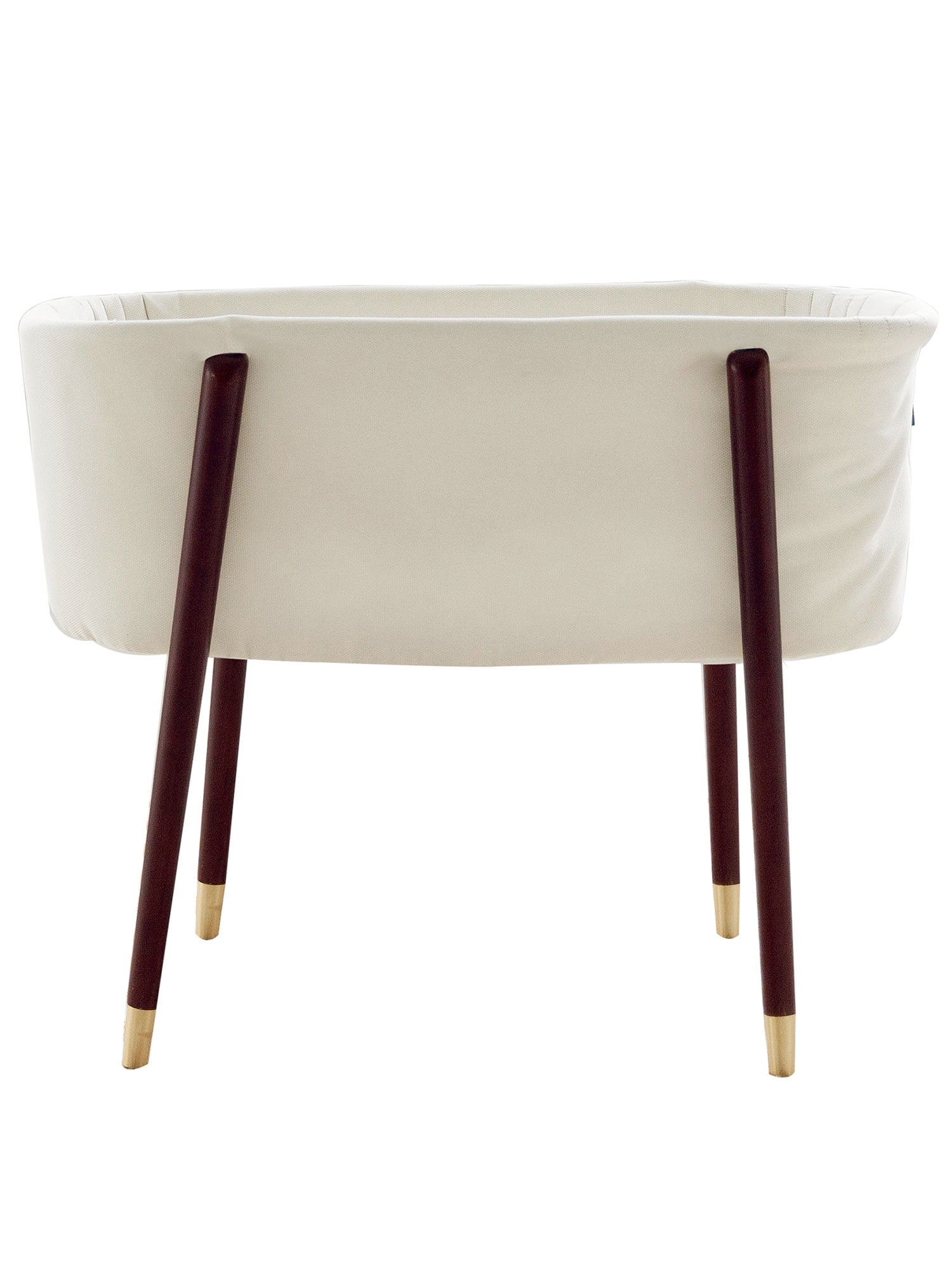 Cream Mid-Century Wooden Bassinet with Gold Accents