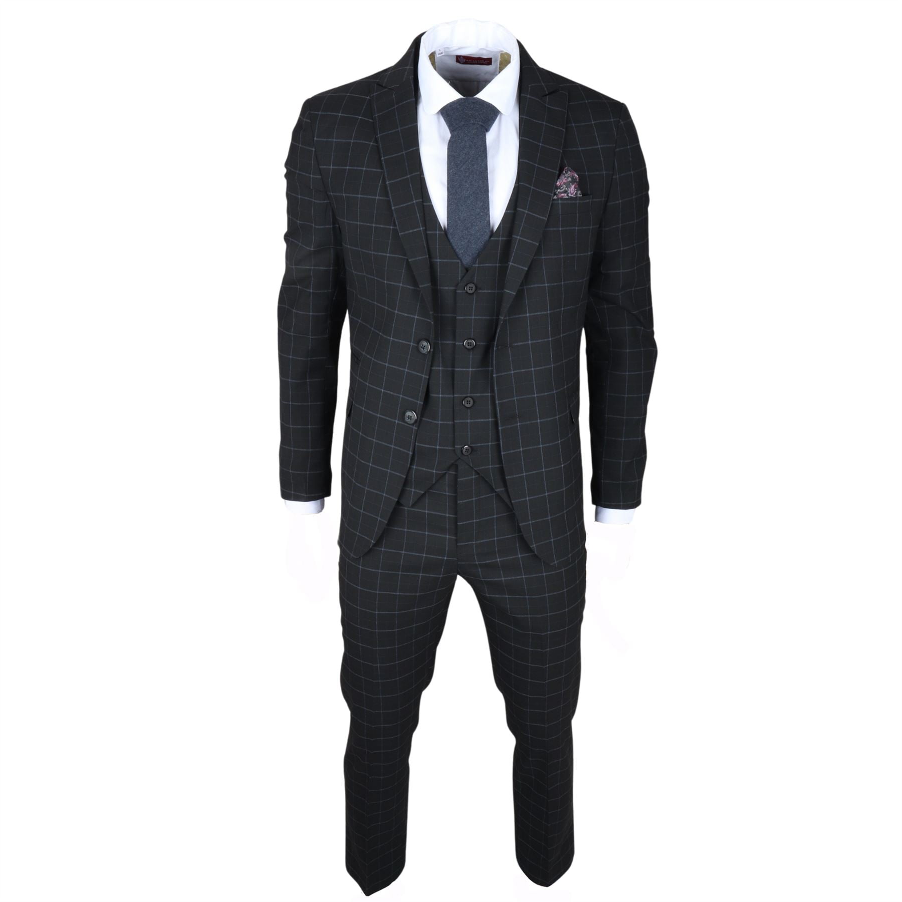 TruClothing IM3 Men's Black Checked Tailored Fit Suit — free download