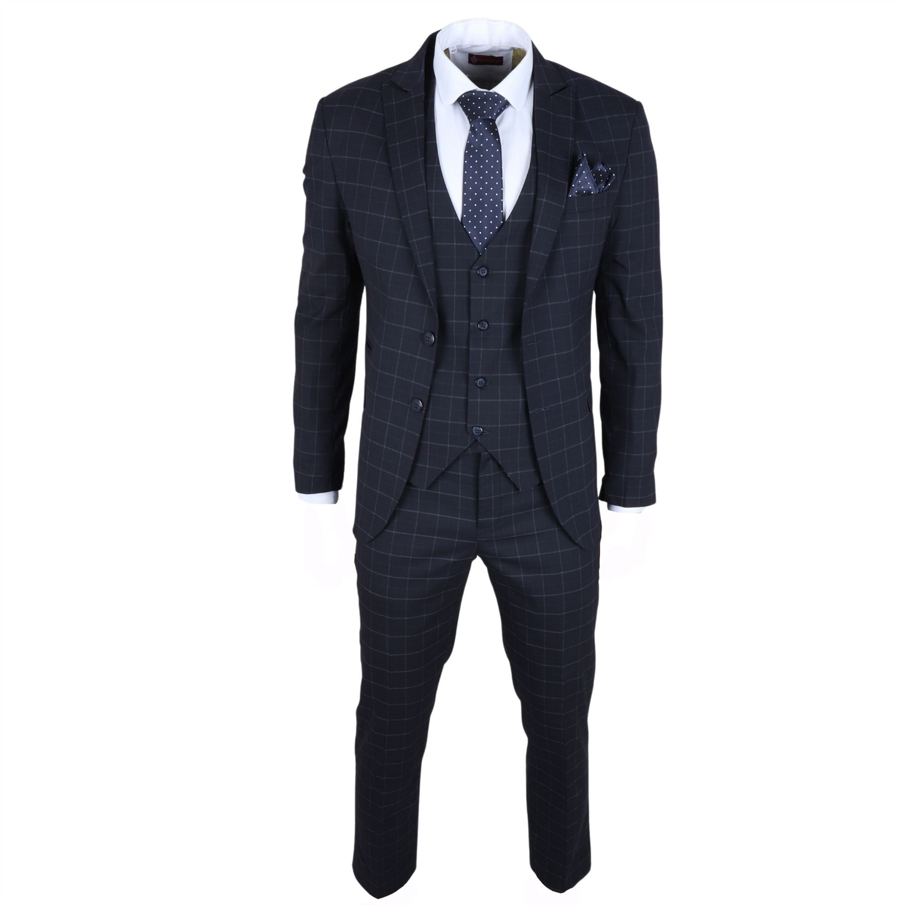 TruClothing IM3 Men's Navy Checked Tailored Fit Suit — free download