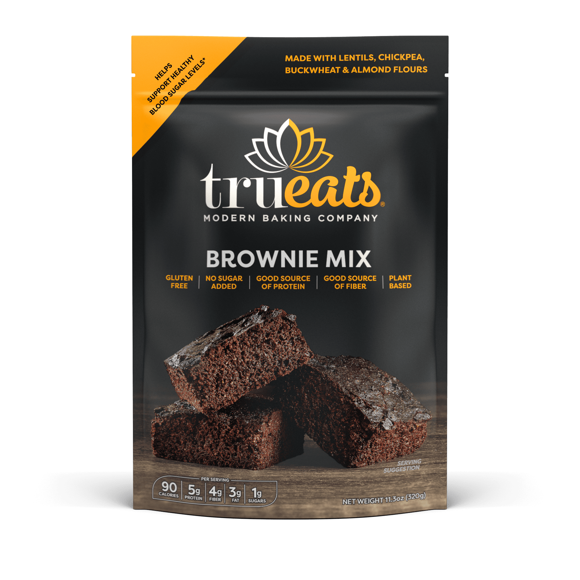 TruEats Brownie Mix: Low Glycemic, Protein & Fiber Rich, Gluten Free, Grain Free, Dairy Free, Diabetic Friendly, Vegan Friendly, Plant Based, Sweetened with Monk Fruit Sweetener