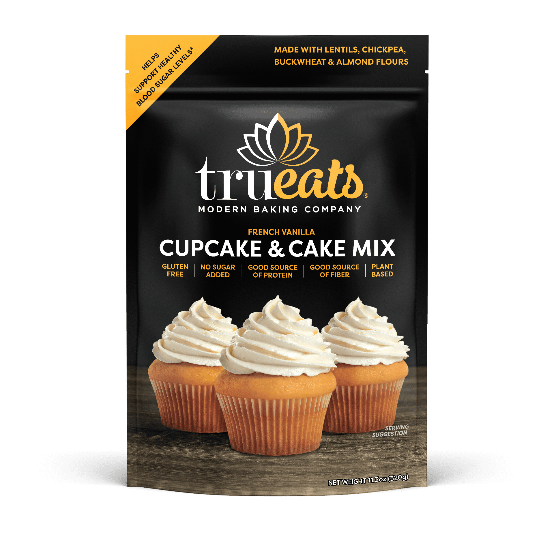 TruEats Cupcake & Cake Mix - French Vanilla: Low Glycemic, Protein & Fiber Rich, Gluten Free, Grain Free, Dairy Free, Diabetic Friendly, Vegan Friendly, Sweetened with Monk Fruit Sweetener