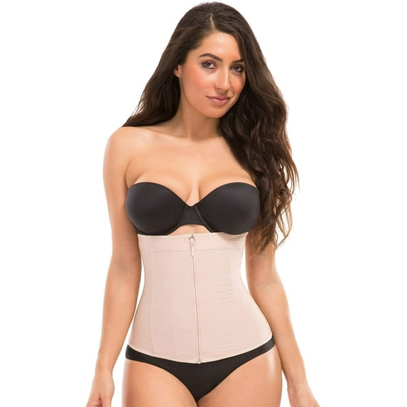 TruFigure Clip Zip Powernet Waist Cincher with Zipper, Nude, 4X
