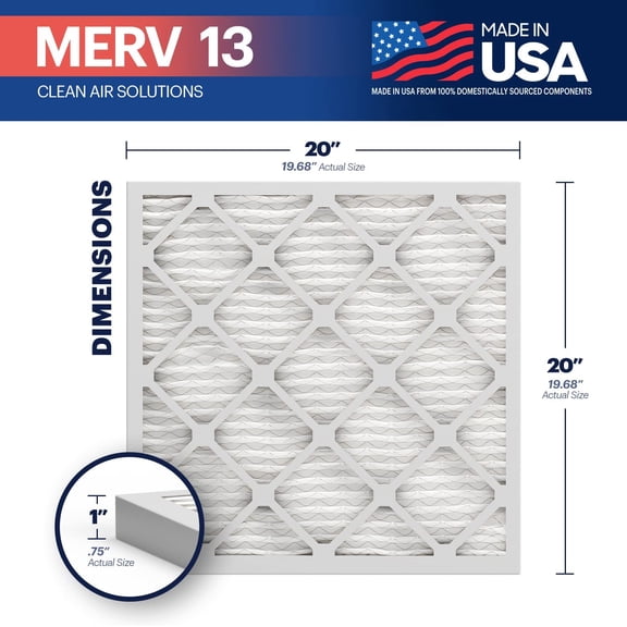 TruFilter 20x20x1 MERV 13 AC Furnace Filter - 4 Pack USA Electrostatic Pleated HVAC Removes Pollen Bacteria