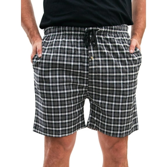 TruFit Mens Woven Plaid Pajama Sleep Shorts with Pockets, 9002JS