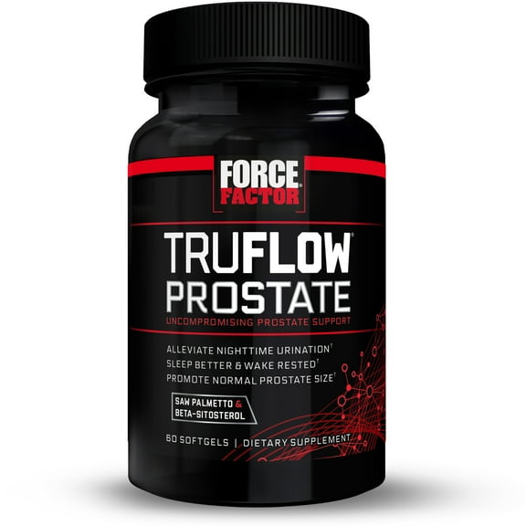 TruFlow Prostate Health Support Supplement for Men with Beta Sitosterol, Saw Palmetto, and Melatonin to Improve Urinary Flow, Promote Sleep, Support Normal Prostate Size, Force Factor, 60 Softgels