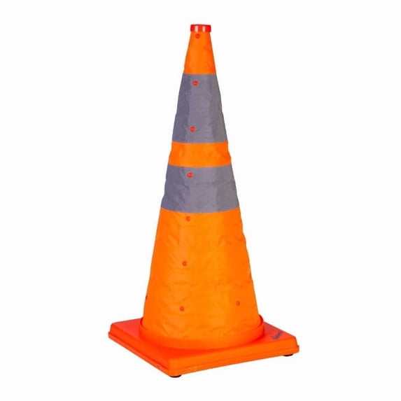 TruForce™ Collapsible Cones w/ Light, 28", Orange, 5/Pkg