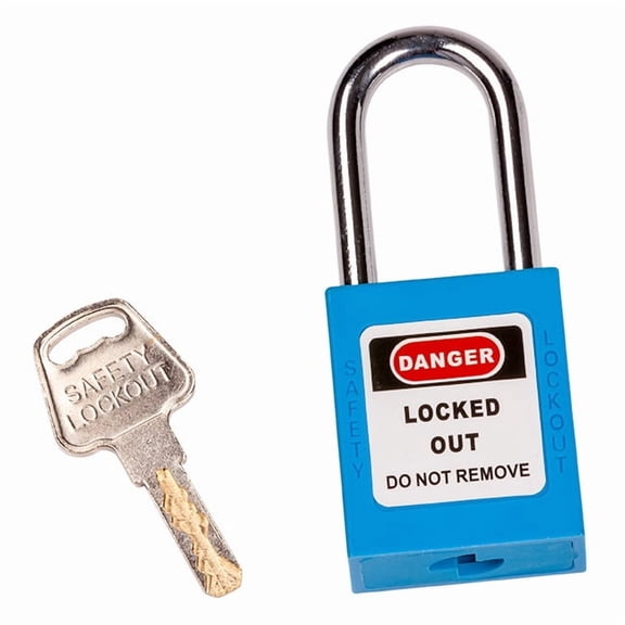 TruForce Safety Padlock w/ Steel Shackle, Blue, 1/Each