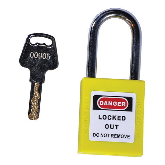 TruForce™ Safety Padlock w/ Steel Shackle, Yellow, 1/Each