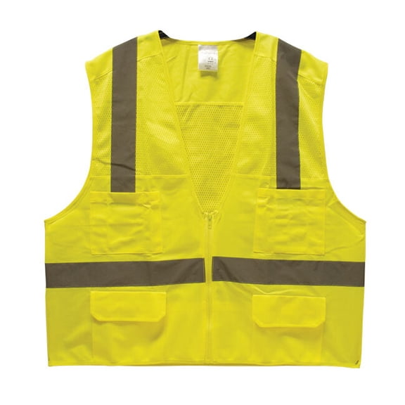 TruForce™ Surveyor's Safety Vest, Large, Lime, 1/Each