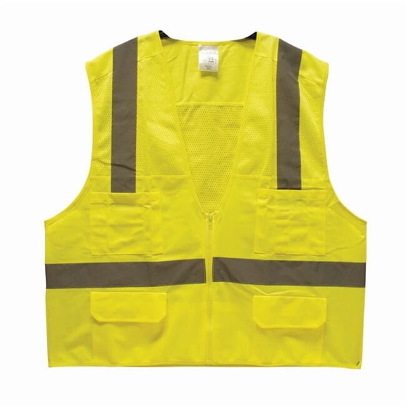 TruForce Surveyor's Safety Vest, Large, Lime, 1/Each