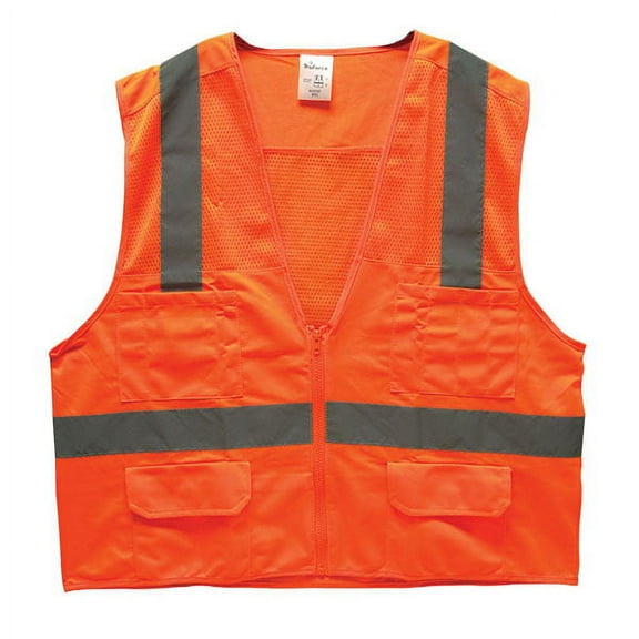 TruForce Surveyor's Safety Vest, Medium, Orange, 1/Each