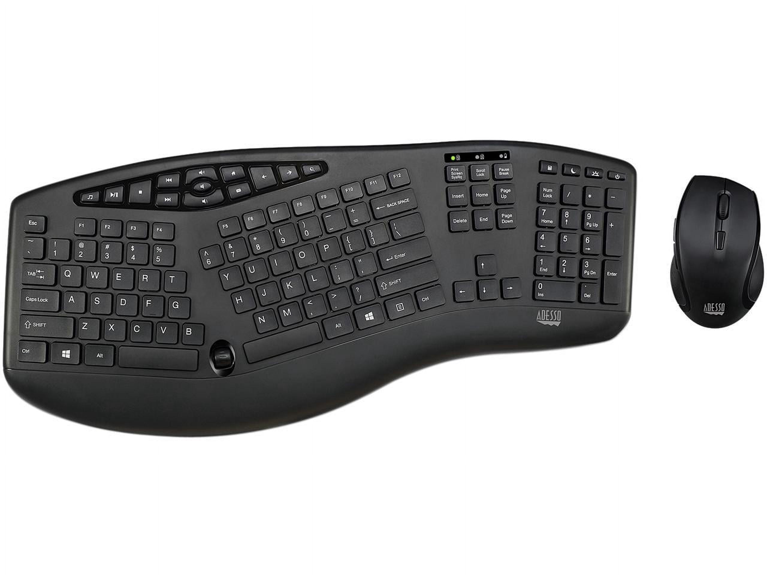 Adesso TruForm Media 1600 - Wireless Ergonomic Keyboard and Optical Mouse (WKB1600CB)