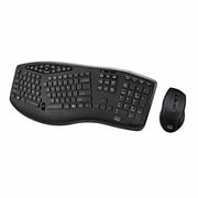Adesso Truform Media 1600 WKB-1600CB 2.4GHz RF Wireless Ergonomic Keyboard and Optical Mouse، Multi-Media Keys and DPI Mouse 5 Million Keystrokes Black