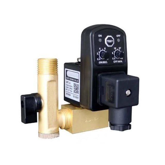 Automatic Timed Electronic Drain Valve For Air Compressor Tank, 1/2'' Port, 110V