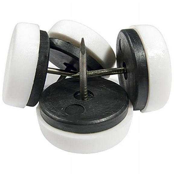 TruGuard Furniture Glides, Nail-On Cushioned, White Plastic Base, 1-1/16-In., 4-Pk.