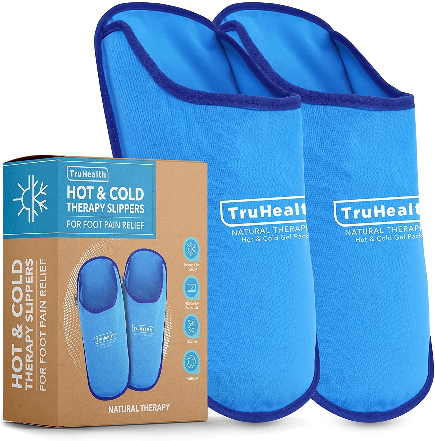 TruHealth | Hot & Cold Gel Pack Slippers | Ice Therapy for Swelling | Heat Warmers for Foot Pain Relief