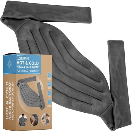 TruHealth | Hot & Cold Wrap for Neck & Shoulders | Microwave Activated | Weighted Muscle Therapy | Flax Seed Fill | Gray
