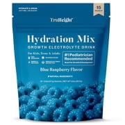 TruHeight Hydration Packets Blue Raspberry Kids, Teens & Adults Fast Hydration, Energy & Recovery - Dehydration Relief Electrolytes Powder Packets for Athletes - Sugar Free, Zero Calorie, Non-GMO