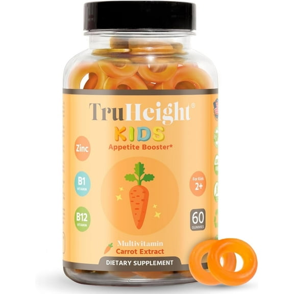 TruHeight Kids Appetite Booster Gummies (Ages 2+) All Natural Toddler, Kids & Teens Appetite Stimulant to Eat More - Weight Gain Supplements - Vitamins for Underweight Children - Picky Eater Vitamin