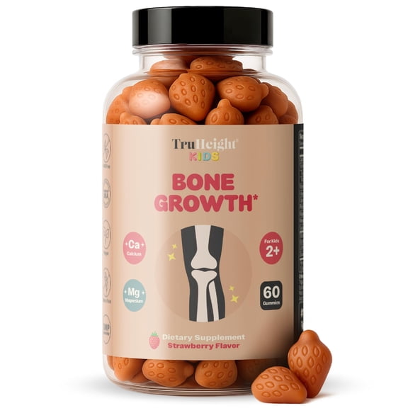 TruHeight Kids Bone Growth Gummies (Strawberry, Ages 2+) Tall Nutrition for Natural Growth for Kids & Toddlers - Vitamin D, Calcium, K, Magnesium Multivitamin, Bone Strength Vitamins, D3 K2, Taller