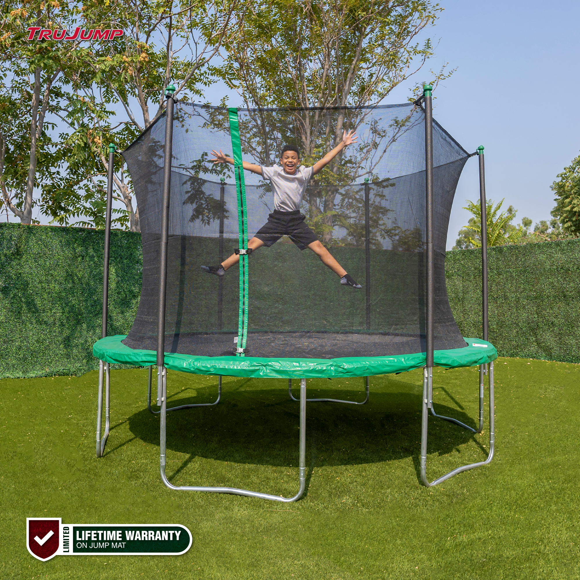 TruJump 12' Trampoline with Safety Enclosure & Jump Mat with Lifetime Warranty (Green) - image 1 of 9