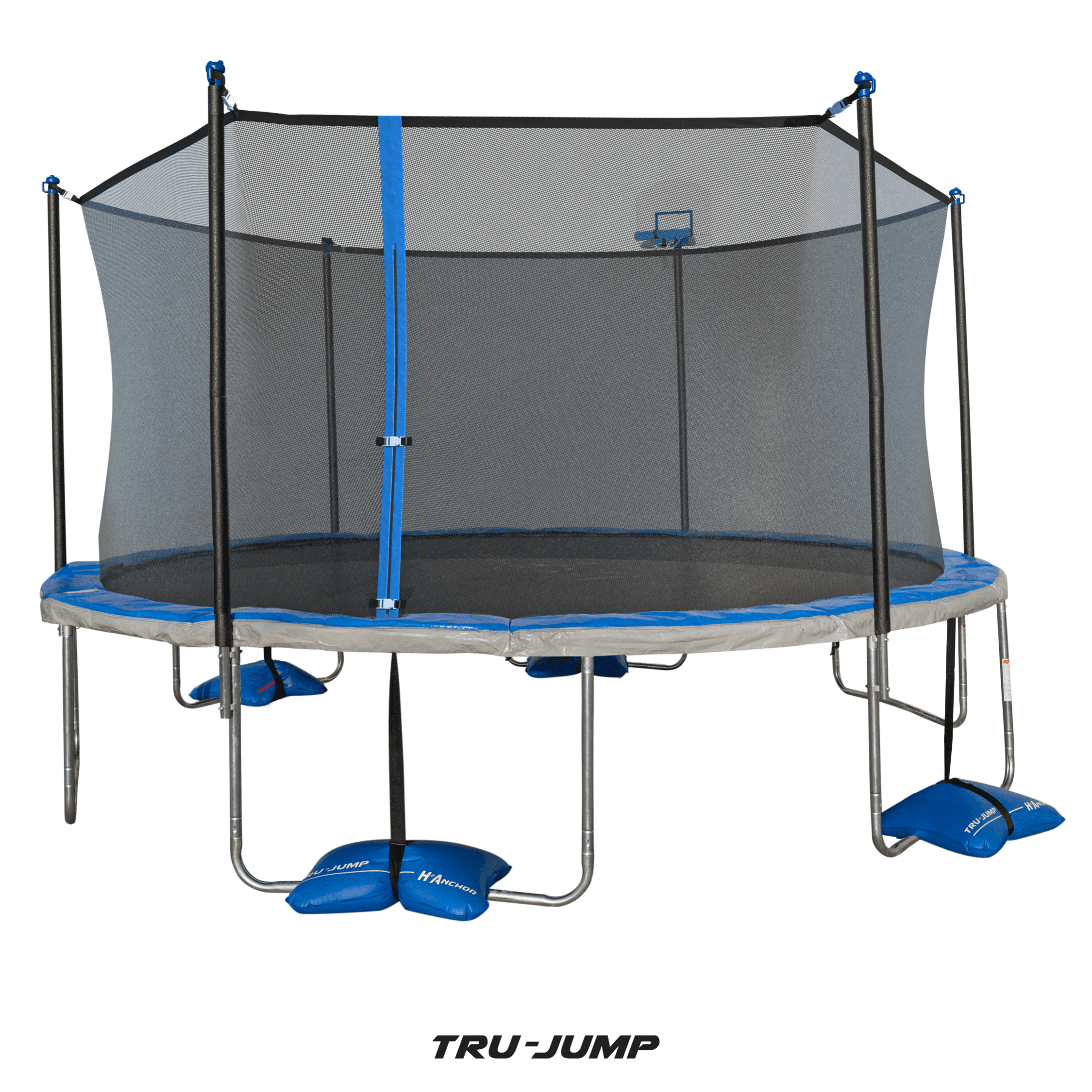 TRU-JUMP Sportspower TruJump 15' Trampoline, with Water Anchors, Airdunk, and Enclosure, Blue