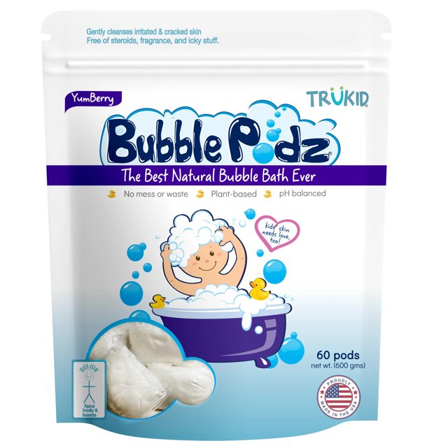 TruKid Bubble Podz, 60Count, Yumberry Kids Bubble Bath for Sensitive