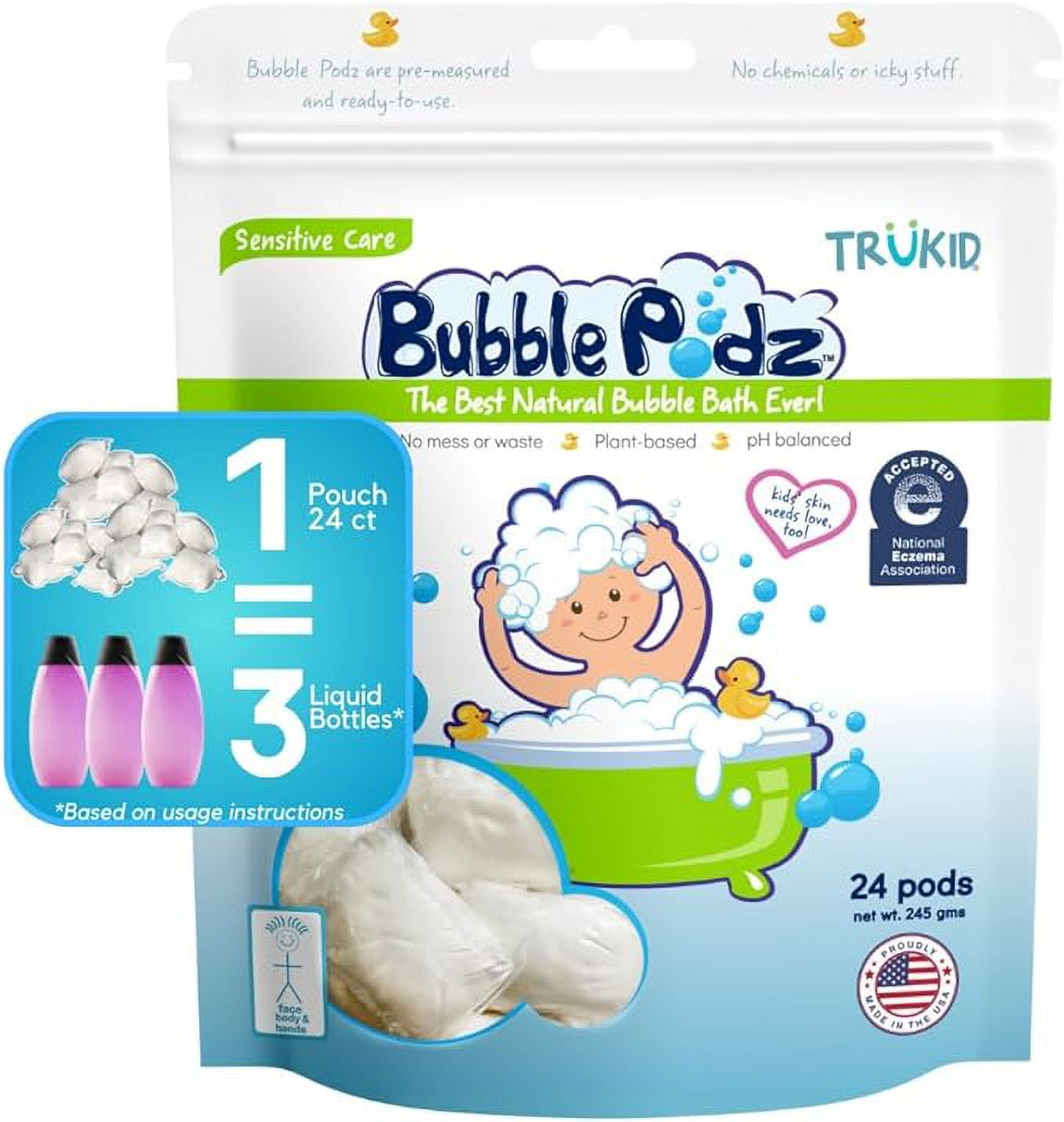 TruKid Bubble Podz Bubble Bath for Baby & Kids, NEAAccepted for Eczema