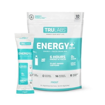 TruLabs Energy + Focus, Powdered Drink Mix, Frost, 10 Sticks