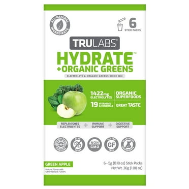 TruLabs Hydrate Greens Green Apple, 6 Count