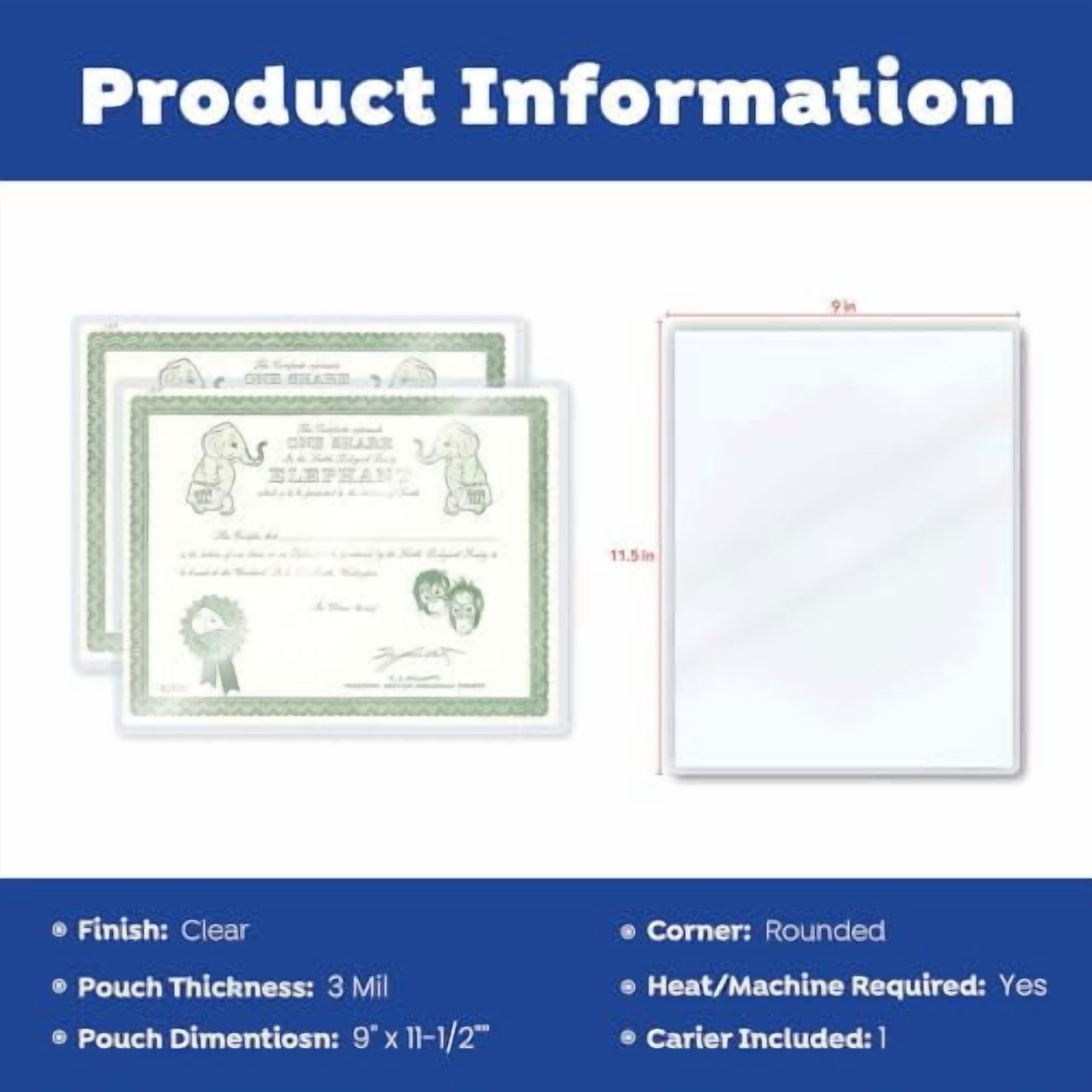 TruLam 3 Mil Sticky-Back Laminating Pouches with Rounded Corners | Letter Size | 9 in. x 11-1/2 in. | Glossy Finish | Premium Adhesive for High-Clarity | 2 Carriers Included | 100 Pack