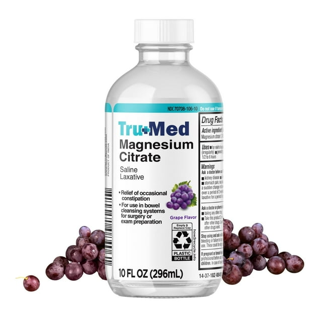 TruMed Magnesium Citrate Saline Laxative Liquid Supplement Supports