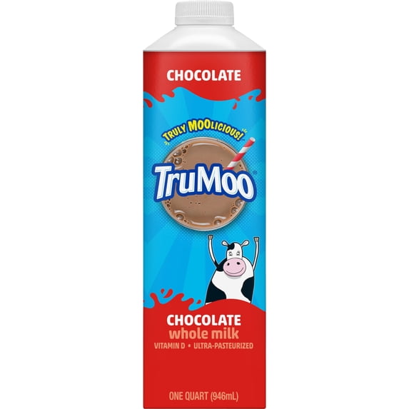 TruMoo Milk Whole Chocolate Vitamin D Ultra-Pasteurized Quart Paper Carton Gable/Tetra Top
