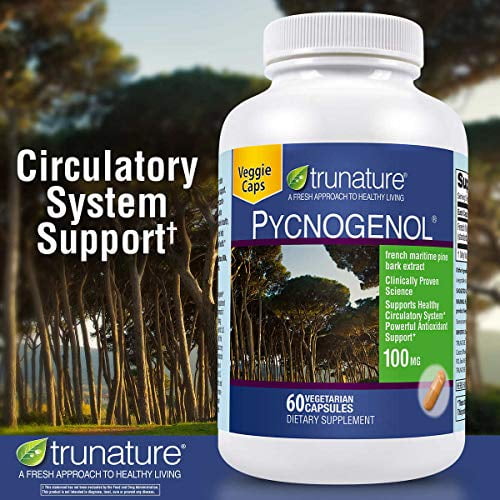 TruNature Pycnogenol 100 mg French Maritime Pine Bark Extract, Powerful Antioxidant Support