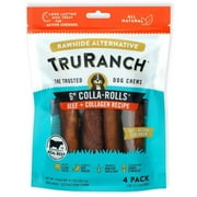 TRURANCH Collagen Rolls - 6" Collagen Rolls for Dogs - Long Lasting Healthy Joint Support Dog Treat - Rawhide Alternative - Skin & Coat Health - Made with Real Beef, 1 Bag, 4 Count