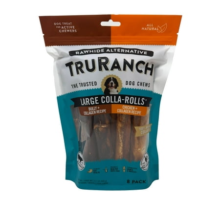 TruRanch Large Collagen Roll, Chicken & Bully, 8 Pack
