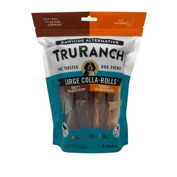 TruRanch Large Collagen Roll, Chicken & Bully, 8PC