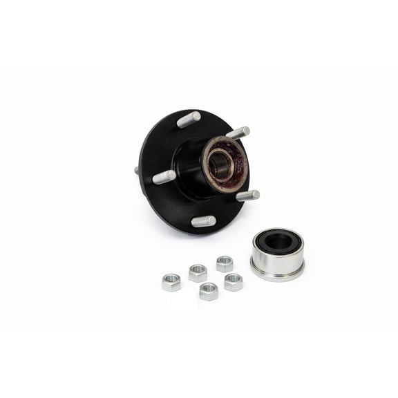 TruRyde Pre-Greased 5 Bolt on 4.50" Idler Hub Kit, 2,500 lb. Axles, with Bearings, Lug Nuts & Dust Cap, Including 3 Inch Rigid Hitch Decal, PP-RVIK-2PG