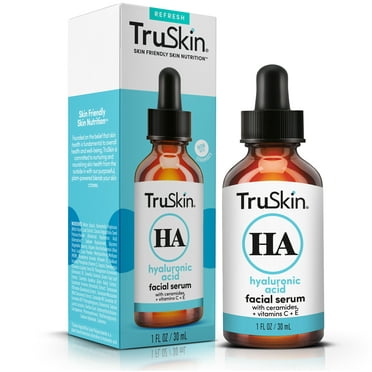 TruSkin Hyaluronic Acid Face Serum, Dual-Action Hydration with Ceramides & Aloe, 1 fl oz