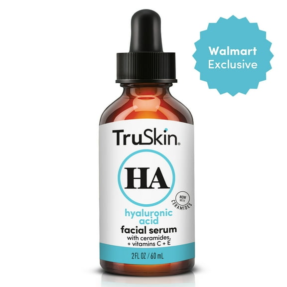 TruSkin Hyaluronic Acid Face Serum, Dual-Action Hydration with Ceramides & Aloe, 2 fl oz