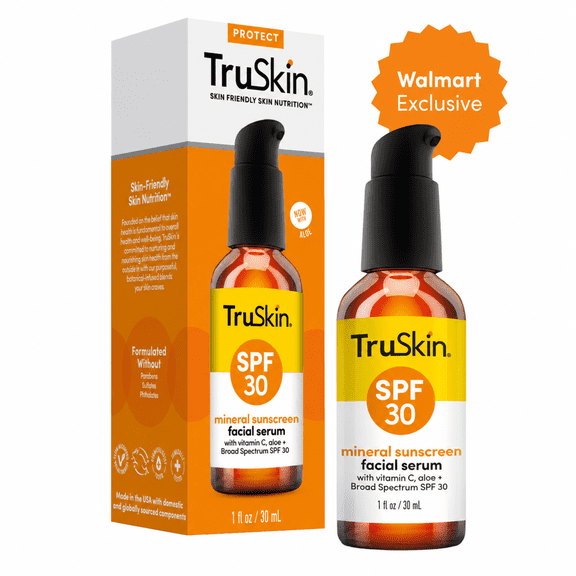 TruSkin Sunscreen Serum for Face  SPF 30 Universal Tinted Mineral Sunscreen Face Serum, All Skin Types, 1 fl oz