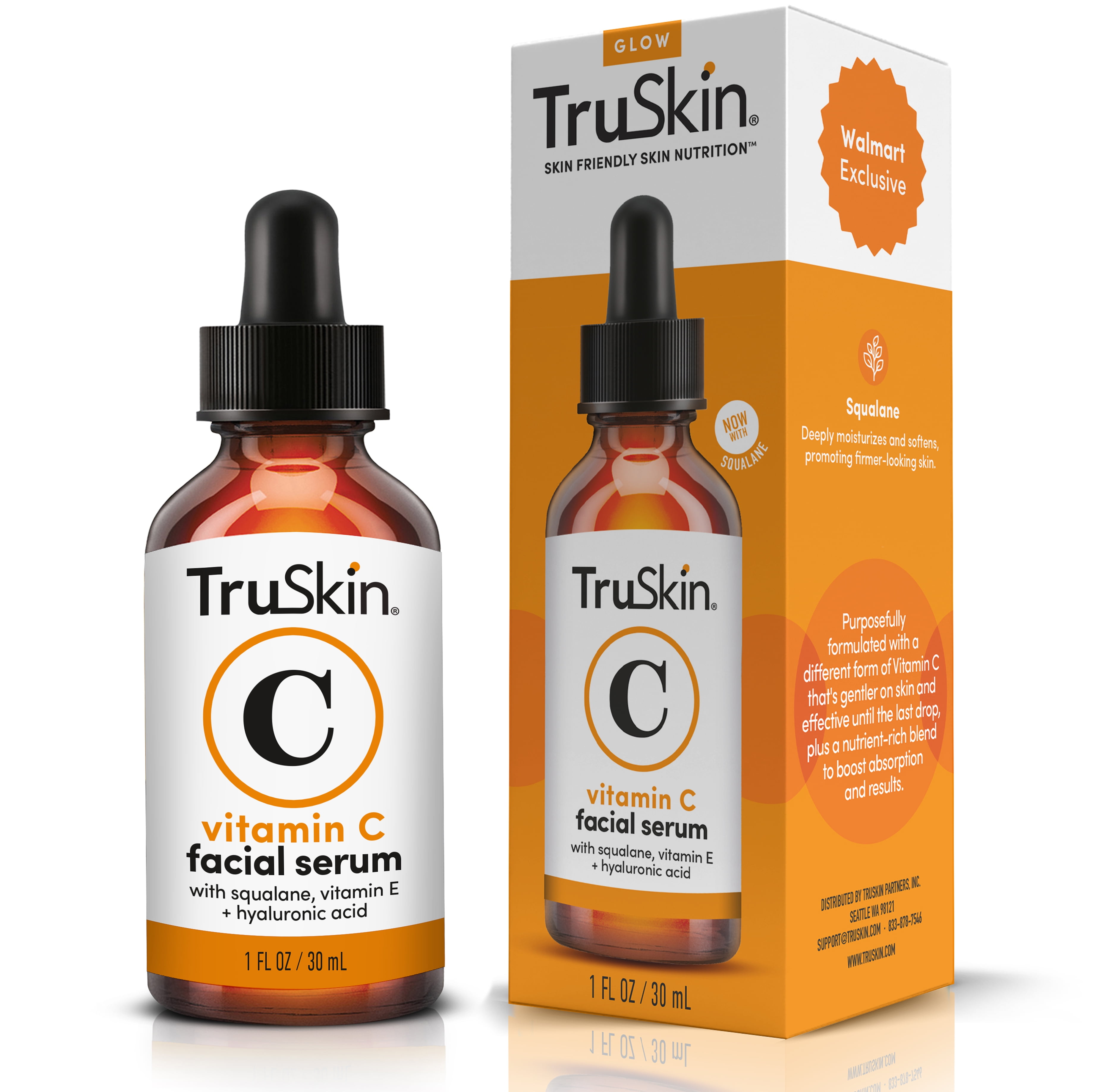 TruSkin Vitamin C Facial Serum, Anti-Aging Blend for Brighter-Looking Skin with Soothing Squalane, 1 fl oz