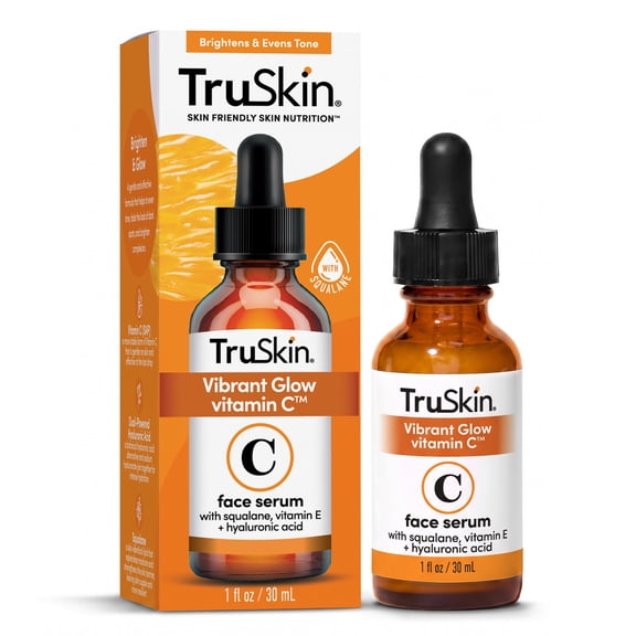 TruSkin Vitamin C Facial Serum, Anti-Aging Blend for Brighter-Looking Skin with Soothing Squalane, 1 fl oz