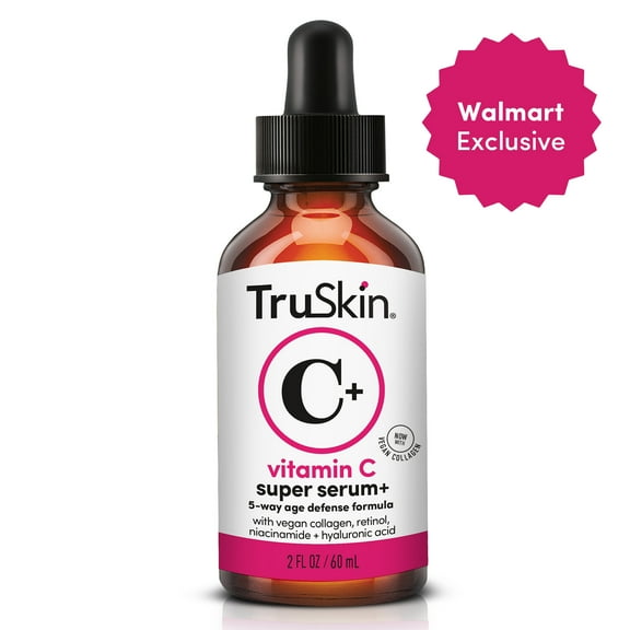 TruSkin Vitamin C Plus Super Serum, 5-Way Rejuvenation with Vegan Collagen, 2 fl oz