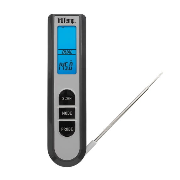 TruTemp Battery Powered Dual Function Infrared Digital Thermometer Plus Meat Probe, Gray