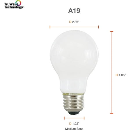 TruWave A19 LED Light Bulb, 60W Equivalent, 8W, 800 Lumens, Dimmable, Frosted, 2700K Soft White - Pack of 6