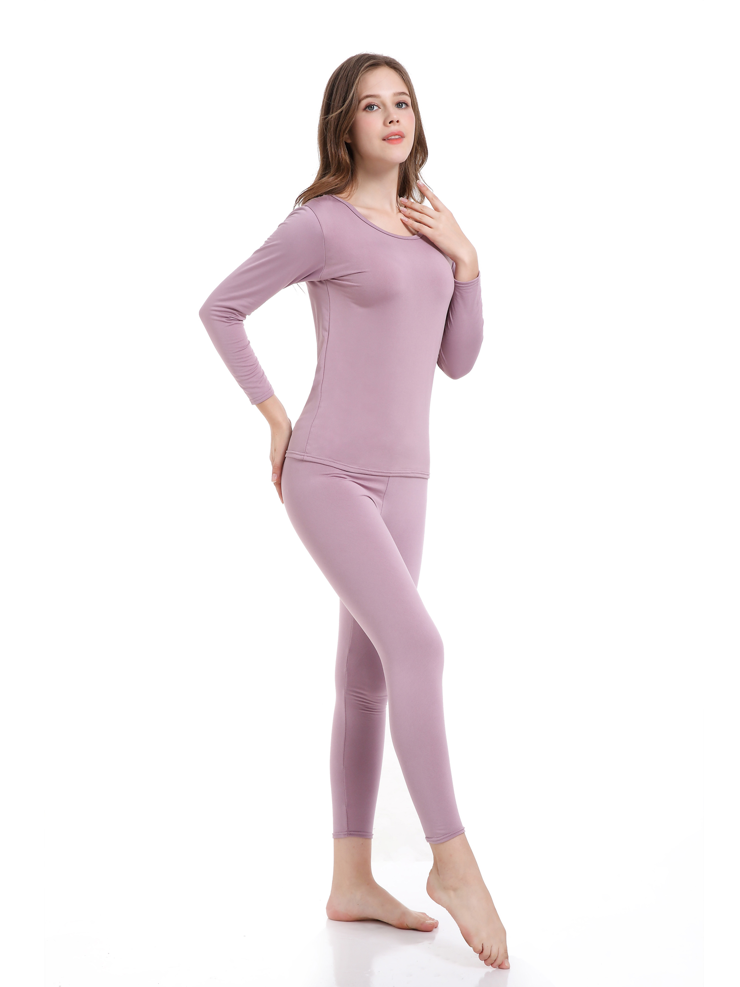 Truactivewear Thermals Thermal Sets Moisture Wicking Super Soft Stretchy Solid Long Underwear Women s 2 Pack