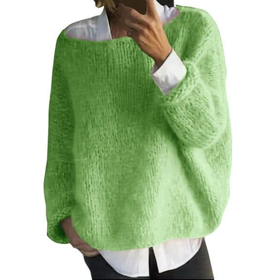 Trubkh Crewneck Sweaters for Women Sweater for Women Cable Knit Sweater Women Lightweight Sweaters for Women's Clothing Green S