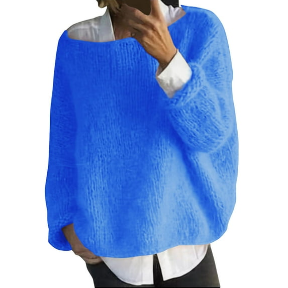 Trubkh Crewneck Sweaters for Women Sweater for Women Sweaters Fall Sweaters Women Blue L